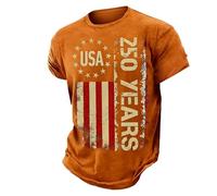DENGJIAMY 250° Anniversario USA T Shirt Uomo Vintage 4 luglio Camicie Estate Plus Size Bandiera Americana T-shirt Uomo Patriottica Tee Manica Corta, Z11 Arancione, XXL