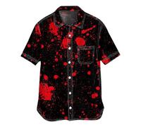 DENGJIAMY Camicia di Halloween insanguinata da uomo con stampa horror magliette moda vacanze top da uomo grafica spaventosa manica corta button down camicie, Nero , XL