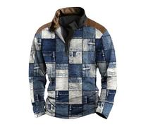 DENGJIAMY Felpa con cappuccio da uomo a blocchi di colore da uomo alla moda all'aperto camicia autunnale manica lunga casual 1/4 zip pullover da uomo Plus Size stampa vintage felpa con cappuccio