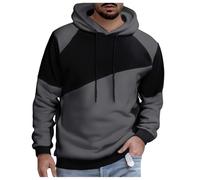 DENGJIAMY Felpa con cappuccio patchwork da uomo autunno felpe con cappuccio casual a blocchi di colore pullover camicia a maniche lunghe con coulisse alla moda felpe con cappuccio per uomo, Grigio, XL