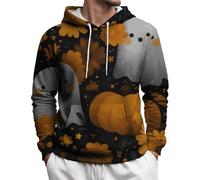 DENGJIAMY Felpa con cappuccio per Halloween da uomo per le vacanze Pullover Plus Size Novità Camicia a maniche lunghe con tasca Felpa con cappuccio da uomo con stampa zucca, Nero , M