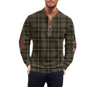 DENGJIAMY Felpa con stampa a maglia da uomo alla moda taglie forti camicia autunnale manica lunga casual pullover tinta unita da uomo felpe con cerniera 1/4 alla moda, Z15 Marrone, 5XL