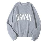 DENGJIAMY - Felpa da uomo con grafica, casual, alla moda, girocollo, a maniche lunghe, classica e basica, pullover da uomo alla moda con stampa Hawall, Grigio, XXL