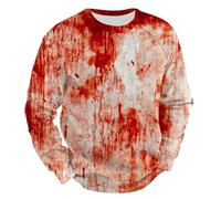 DENGJIAMY Felpa girocollo horror di Halloween da uomo casual per le vacanze Pullover Tee Top da uomo spaventoso sangue stampato autunno camicia a maniche lunghe, vino, XXL