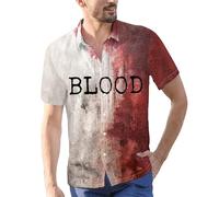 DENGJIAMY I'm Ok It's Not My Blood Camicia da uomo spaventosa Halloween a maniche corte button down camicia all'aperto vacanze da uomo Plus Size Horror Print Tees, Rosso 01, 4XL