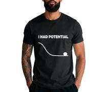 DENGJIAMY - Maglietta da uomo con scritta "I Had Potential", a maniche corte, casual, con grafica, per attività all'aperto, alla moda, girocollo, abbigliamento estivo alla moda per uomo, Nero , M