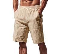 DENGJIAMY Pantaloncini a righe verticali per gli uomini Moda Estiva Classica Basic Casual Shorts Uomo Spiaggia Vacanza Pantaloni Coulisse Elastico in Vita Corta, cachi, 3XL
