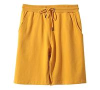 DENGJIAMY Pantaloncini da uomo Casual Plus Size Classic Basic Solid Short con tasca Athletic Fitness Coulisse Elastico in vita Pantaloni Uomo Pantaloni, Z11 Giallo, M