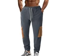 DENGJIAMY - Pantaloni da jogging da uomo a blocchi di colore, alla moda, con coulisse, elastico in vita, pantaloni autunnali con tasca, Grigio, S