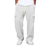 DENGJIAMY - Pantaloni da uomo in stile waffke, casual, hip hop, alla moda, con coulisse, elastico in vita, pantaloni affusolati alla moda da uomo con tasche, Z15 Bianco, XXL