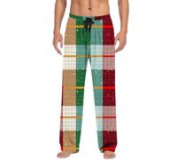 DENGJIAMY Pantaloni della tuta a quadri natalizi da uomo pantaloni casual con fondo aperto elastico in vita pantaloni con coulisse pantaloni autunnali da uomo alla moda pantaloni natalizi, Verde, M
