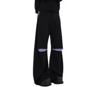 DENGJIAMY - Pantaloni larghi da uomo, a gamba dritta, con fondo aperto, elastico in vita, pantaloni da allenamento alla moda per uomo, Nero , XL