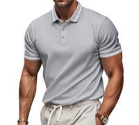 DENGJIAMY - Polo da uomo taglie forti, classica maglietta da golf con scollo a V, maniche corte, estiva, casual, con colletto da lavoro, abbigliamento estivo da uomo, Grigio, 4XL