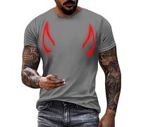 DENGJIAMY T-shirt di Halloween da uomo Plus Size Horror Print Tshirt Casual Fashion Round Neck Top Mens Holiday Scary Devil Tee Manica Corta, Grigio, L