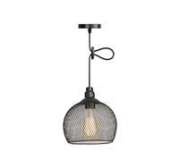 DENGJIN Lampada a sospensione semicircolare cava in stile industriale Illuminazione nera 1 luce E27 Paralume in ferro artistico Lampade a sospensione per bar Sala da pranzo Apparecchio di illuminazion