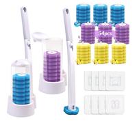 Dengthrive Disposable Toilet Brush: Set da 2 con Manico Curvo Allungato e Supporto, Set di Scopini per WC con 54 Ricariche per Lavandini e Vasche da Bagno (3 Profumazioni)