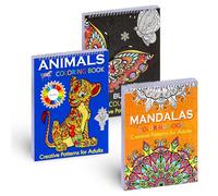 Dengthrive Mandala da Colorare Adulti: 3 Pezzi Libri da Colorare per Adulti Include 60 Motivi Tema Mandala, Animali e Farfalle Rilegatura a Spirale Design Staccabile Allevia lo Stress e Rilassa