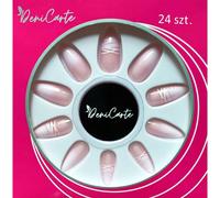Deni Carte Tipsy Art Unghie Artificiali Francese Almond Rosa e Bianco - Unghie finte