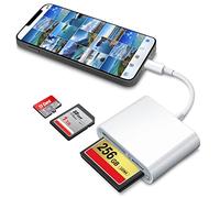 DenicMic Lettore di schede SD CF per iPhone, iPad, SD, CF, TF, lettore di schede di memoria, lettore di fotocamere digitali, per iPhone 11/X/8 Plus/8/7 Plus/7/6S, iPad Mini/Air, nessuna app richiesta