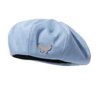 Denim Berets Cabbie Con Metallo Fascino Pittore Baker Boy Per Strade Passeggiando Denim Cappelli Piatti Foto Puntelli Cabbie Per Uomini Donne Bambini, Farfalla blu chiaro, Taglia unica