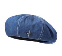 Denim Berets Cabbie Con Metallo Fascino Pittore Baker Boy Per Strade Passeggiando Denim Cappelli Piatti Foto Puntelli Cabbie Per Uomini Donne Bambini, b, Taglia unica