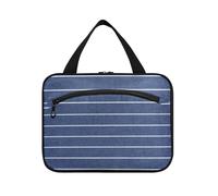 Denim Blue Stripe Hanging Travel Make up Borse con gancio, Designer Chic Toiletry Organizer per Viaggi Essentials Viaggio envase para Perfume de L