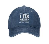 Denim Cappello Questo È ciò Che Faccio, Aggiusto Le Cose E So Le Cose Vintage Distressed Trucker cap Unisex Berretti da Baseball per Corsa Compleanno Esterno