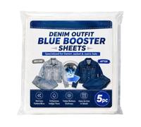 Denim Color Restoring Laundry Sheets, 5 Pieces Blue Clothing Dye Sheets | Colour Restorer for Faded Jeans and Denim Garments, Washing Machine Laundry Care