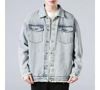 Denim da Uomo Stile Camionista Giacca Manica Lunga Western Jean Cappotto Regular