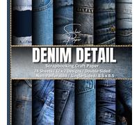 DENIM DETAIL SCRAPBOOKING CRAFT PAPER: Multi-Purpose Decorative Paper/50 Pg/24 Sheets/12 x 2 Designs/Non-Perforated/ Scrapbooking, Mixed Media, Art Projects