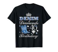 Denim & Diamonds 40° Compleanno Regine 50 Anni Festa Donne Maglietta