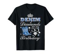 Denim & Diamonds 50° Compleanno Regine 55 Anni Festa Donne Maglietta