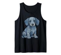 Denim invecchiato Weenie cucciolo di cane carino bassotto grafica Canotta