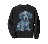 Denim invecchiato Weenie cucciolo di cane carino bassotto grafica Felpa