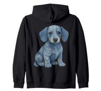 Denim invecchiato Weenie cucciolo di cane carino bassotto grafica Felpa con Cappuccio