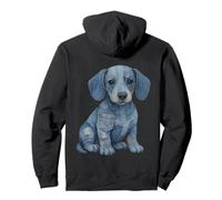 Denim invecchiato Weenie cucciolo di cane carino bassotto grafica Felpa con Cappuccio
