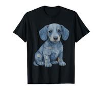 Denim invecchiato Weenie cucciolo di cane carino bassotto grafica Maglietta