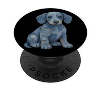 Denim invecchiato Weenie cucciolo di cane carino bassotto grafica PopSockets PopGrip Adesivo