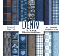 Denim Jeans Scrapbook Paper: 14 Unique Patchwork Designs, 28 Double-Sided Sheets, Junk Journaling, Decorative Crafts, Origami, Collage, Card Making