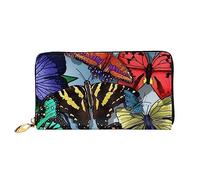 Denim Patchwork Stampa Portafoglio In Pelle Per Le Donne Della Borsa Della Moneta Della Cassa Del Raccoglitore Sottile Zip Del Telef, Farfalla colorata disegnata a mano., Taglia unica