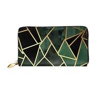 Denim Patchwork Stampa Portafoglio In Pelle Per Le Donne Della Borsa Della Moneta Della Cassa Del Raccoglitore Sottile Zip Del Telef, Geometrico nero e oro, Taglia unica