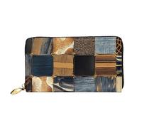 Denim Patchwork Stampa Portafoglio In Pelle Per Le Donne Della Borsa Della Moneta Della Cassa Del Raccoglitore Sottile Zip Del Telef, Patchwork Denim, Taglia unica