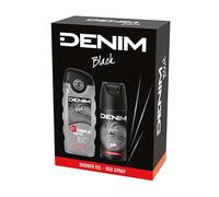 Denim - Regalo Uomo, Docciaschiuma 250 ml e Deodorante Spray 150 ml, Fragranza Black, Azione Detox e Purificante