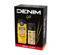 Denim - Regalo Uomo, Docciaschiuma 250 ml e Deodorante Spray 150 ml, Fragranza Gold, Azione Detox e Purificante
