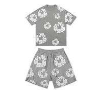 Denim Tears Tuta da Donna Uomo Estiva Vendita, Completo Tuta con Stampa de Uomo, Maniche Corte T-Shirt e Pantaloncini Set da Unisex Comodo Sets Estivo, Hip Hop Stilistico, per Casual Fitness Jogging