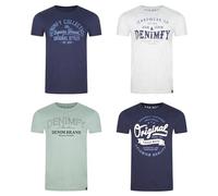 DENIMFY DFNuri - Maglietta da uomo in cotone, vestibilità normale, confezione da 4 pezzi, scollo rotondo, a maniche corte, estiva, con logo stampato, taglie S, M, L, XL, XXL, 3XL, 4XL, 5XL, Mix di