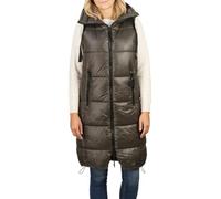 DENIMFY - Giubbotto trapuntato da donna lungo con cappuccio, Regular Fit, DFCaro, lunghezza al ginocchio, per esterni, con cerniera, tasche, autunno inverno, Beige, Nero, Verde, S, M, L, XL, XXL, S