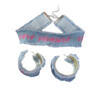 Denims, set di gioielli alla moda con collana e orecchini blu, accessori alla moda per donne e ragazze alla moda che sottolineano la personalità, Misura unica, come descritto, come descritto