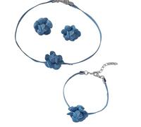 Denims, set di gioielli alla moda con collana e orecchini blu, accessori alla moda per donne e ragazze alla moda che sottolineano la personalità, Misura unica, come descritto, come descritto
