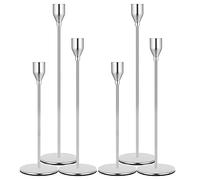 Denique Set di 2 portacandele, 6 portacandele conici argentati, set di portacandele per centrotavola, vintage, moderno, per la decorazione della casa e per matrimoni